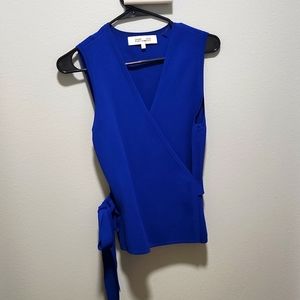 Royal blue wrap blouse
